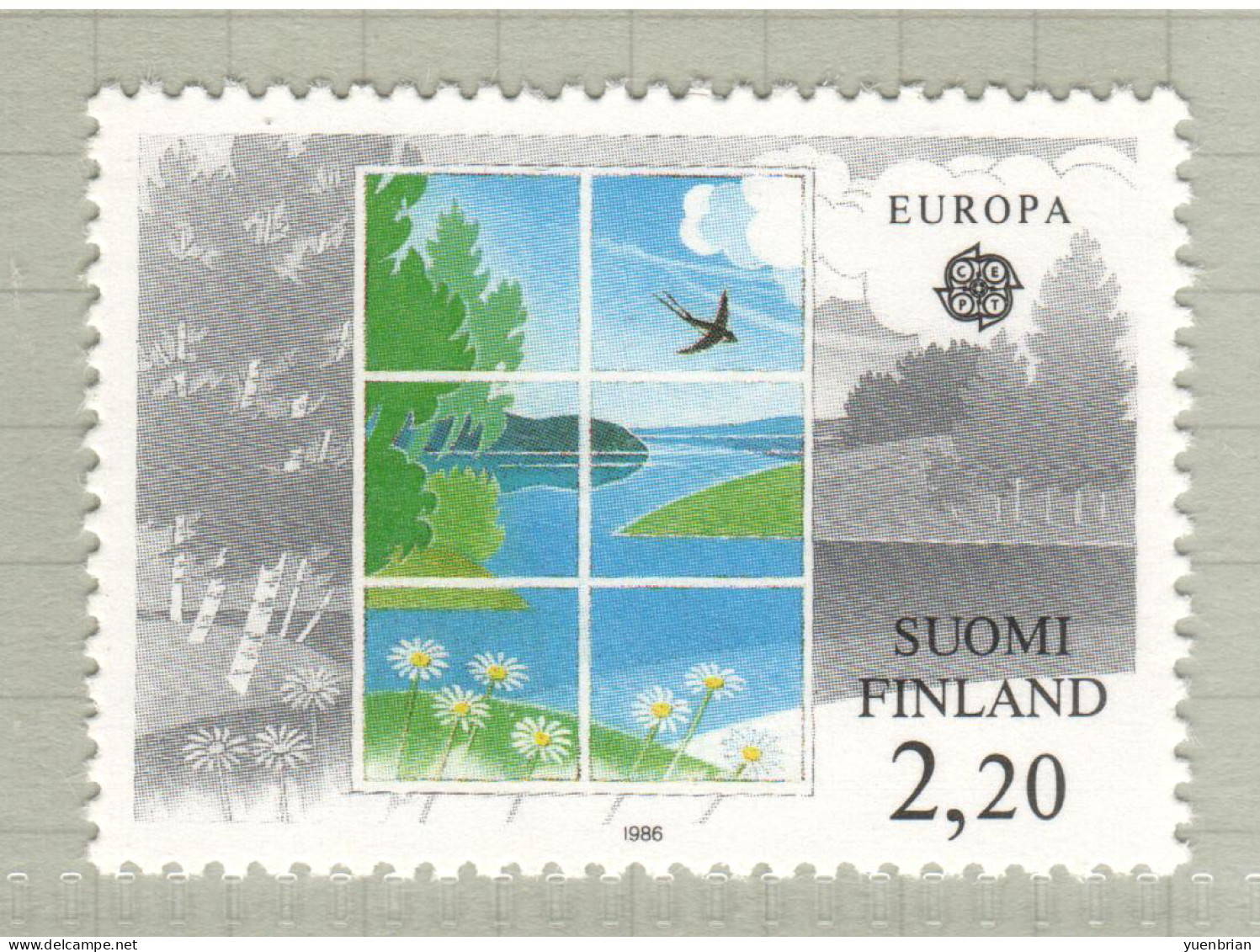 Finland 1986, Bird, Birds, EUROPA, 1v, MNH** (Split From Set Of 2v) - Zwaluwen