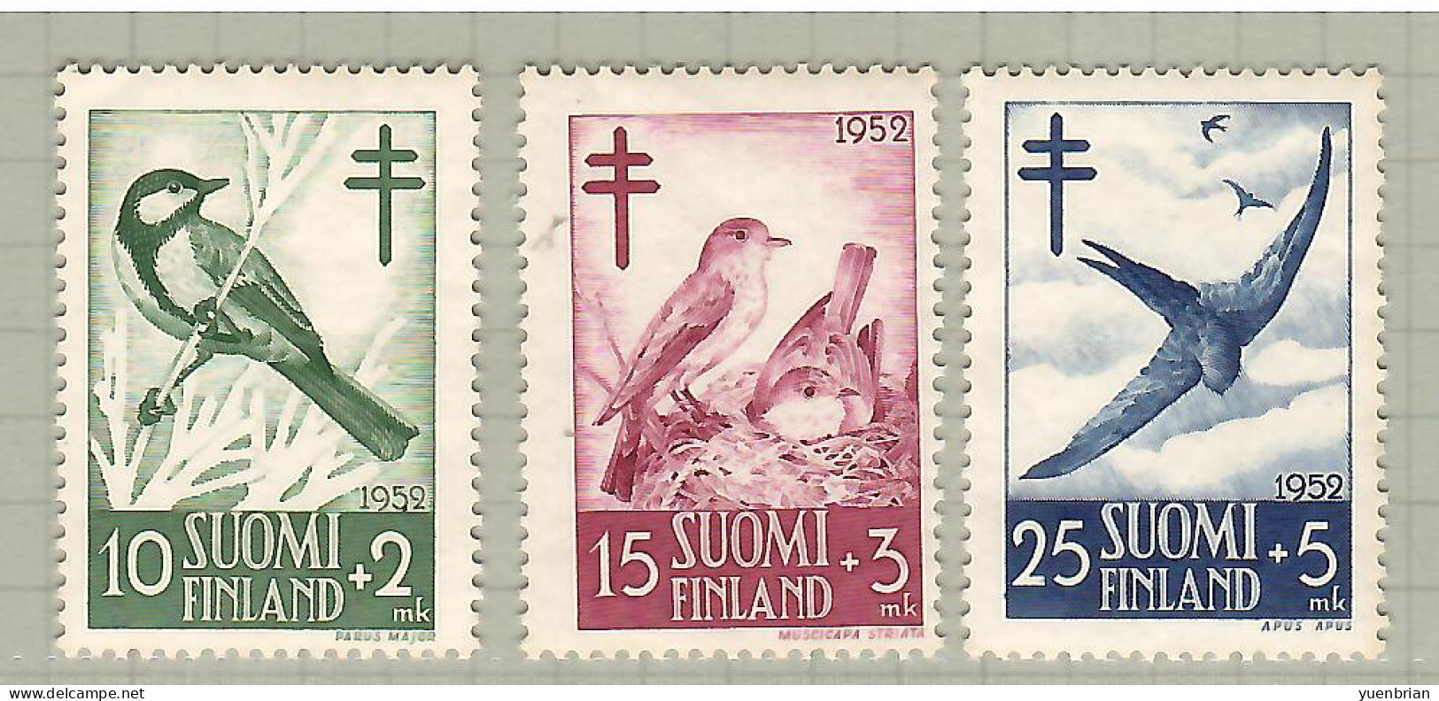Finland 1952, Bird, Birds, Set Of 3v, MNH** - Zwaluwen