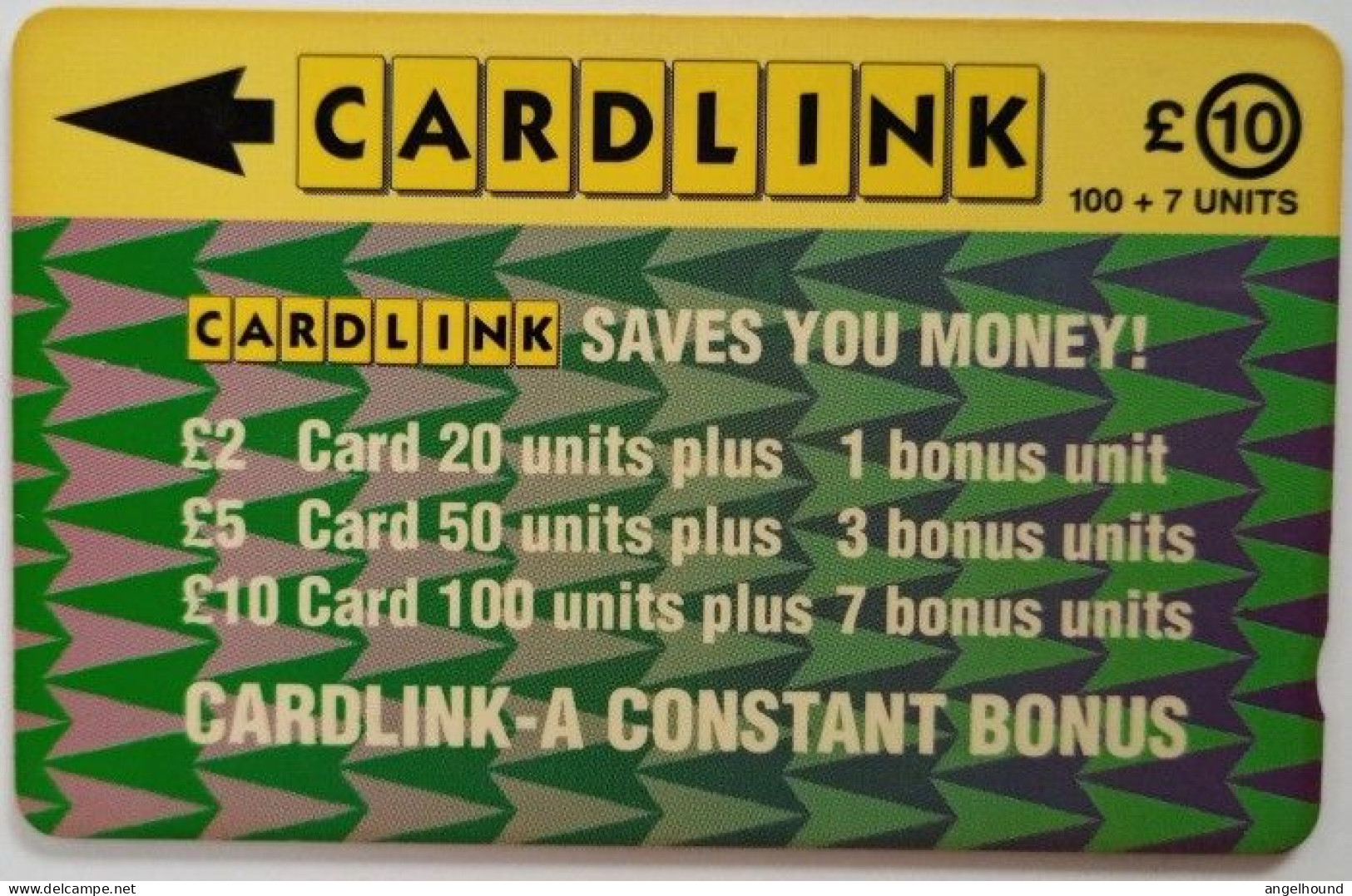 UK Cardlink £10  1CLKF - Jigsaw Design ( Green / Violet ) - Eurostar, Cardlink & Railcall