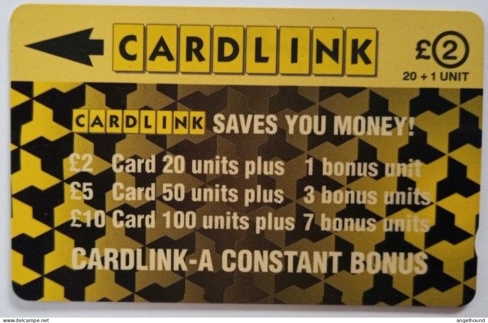 UK Cardlink £2 2CKLA - Jigsaw Design ( Black / Yellow ) - Eurostar, Cardlink & Railcall