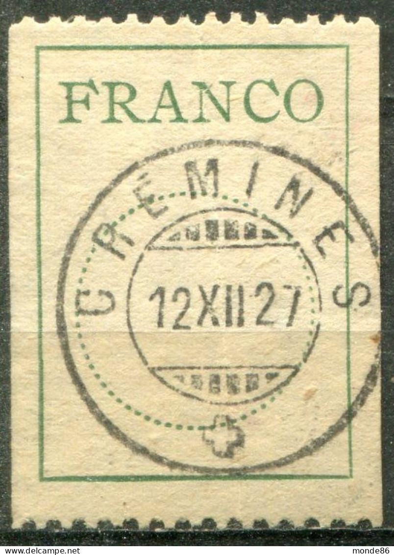 SUISSE - Y&T Franchise N° 9B (o)...cercle Pointilé De 16 Mm - Franchigia