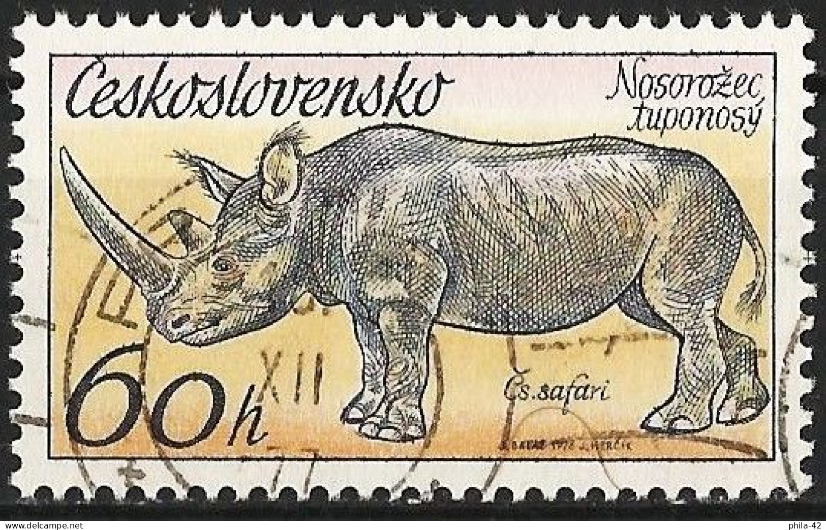 Czechoslovakia 1976 - Mi 2349 - YT 2185 ( Wild Fauna : Rhinoceros ) - Rhinocéros