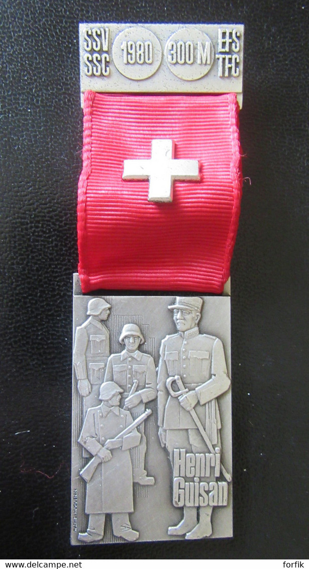 Suisse - Médaille Militaire / De Tir Commémorative - Henri Guisan - 1980 - Métal Plaqué Argent - 38,3g - Autres & Non Classés