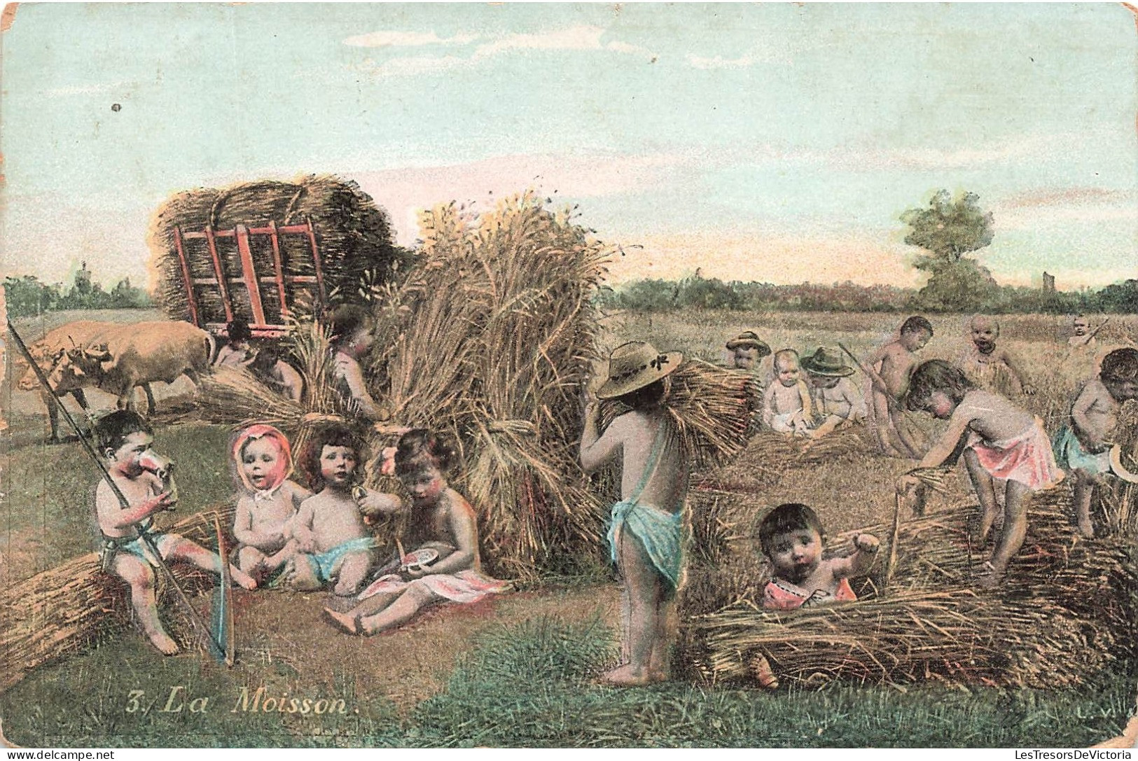 FANTAISIES - Bébés - La Moisson - Bébés Travaillant Pour La Moisson - Carte Postale Ancienne - Bébés