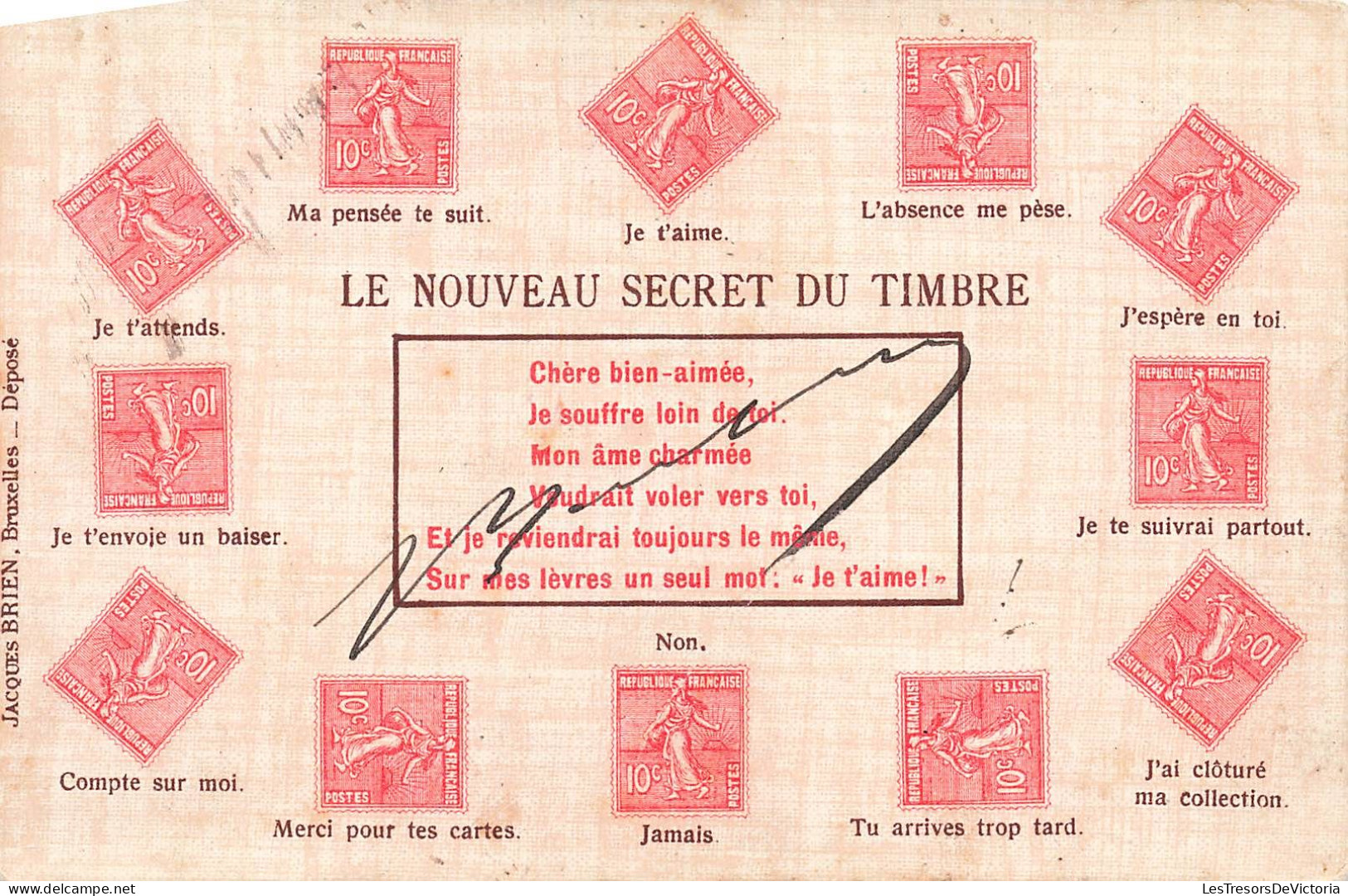 TIMBRES - Le Nouveau Secret Du Timbre - Colorisé - Carte Postale Ancienne - Timbres (représentations)