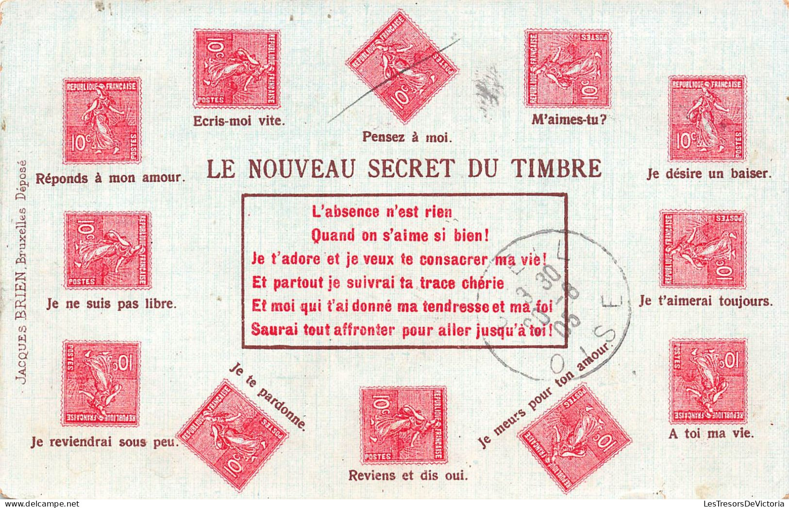 TIMBRES - Le Nouveau Secret Du Timbre - Colorisé - Carte Postale Ancienne - Timbres (représentations)