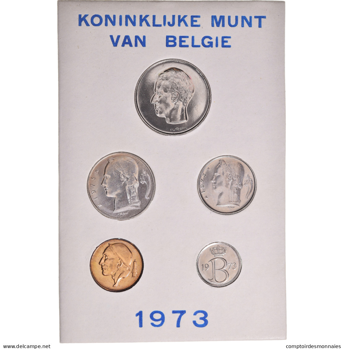 Monnaie, Belgique, Baudouin I, Coffret, 1973, BU - Légende Flamande, FDC - FDC, BU, BE, Astucci E Ripiani