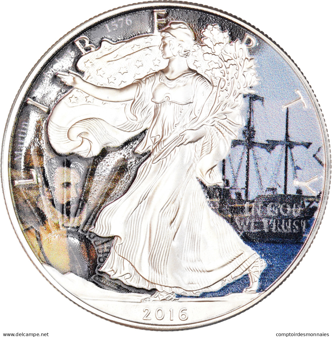 Monnaie, États-Unis, Silver Eagle, Dollar, 2016, Philadelphie, Colorisé, FDC - Plata