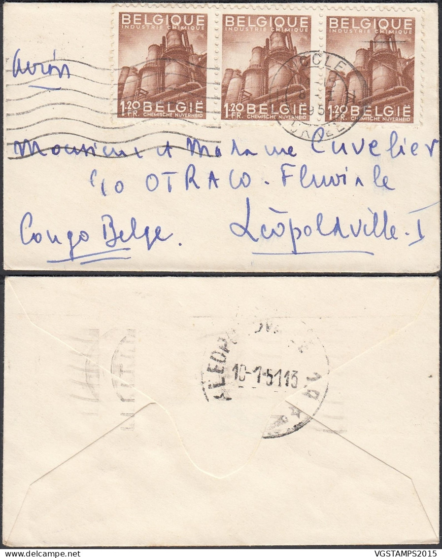 Belgique 1951 -Lettre Par Avion D'Uccle Vers Léopoldville-Congo Belge (Petit Format)."Exportation".. (EB) DC-12273 - 1948 Esportazione