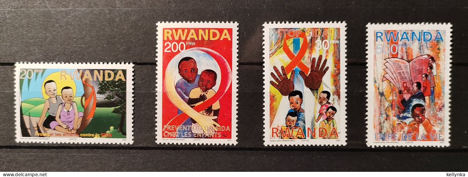 Rwanda - 1473/1476 - 1415/1418 - AIDS/SIDA - Prevention In Children - Prévention Chez Les Enfants - 2003 - Ongebruikt