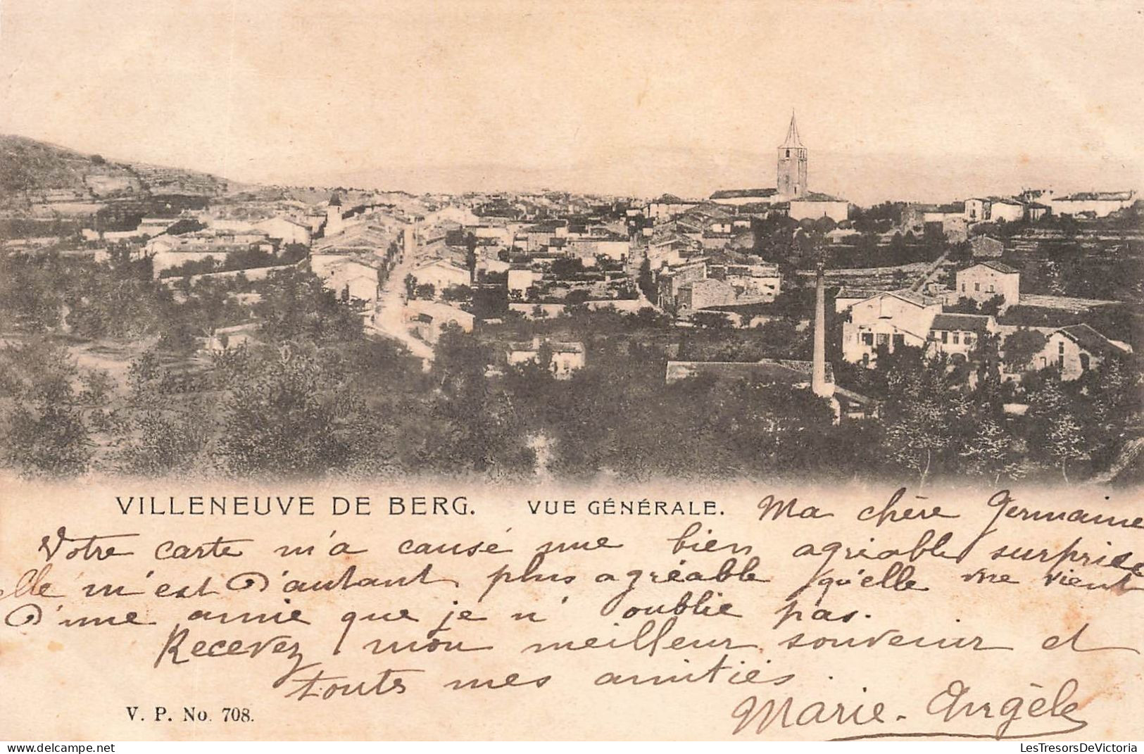 FRANCE - Villeneuve De Berg - Vue Générale - Carte Postale Ancienne - Autres & Non Classés