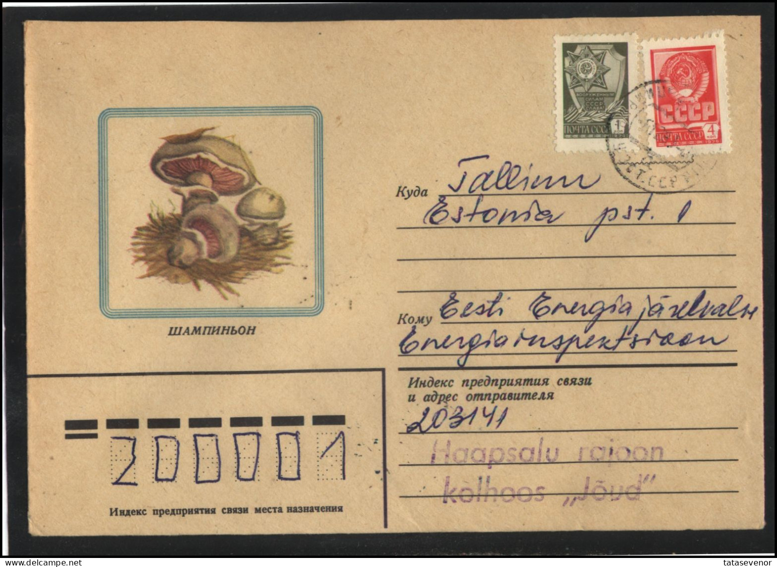 RUSSIA USSR Stationery USED ESTONIA  AMBL 1232 PIIRSALU Mushrooms - Unclassified