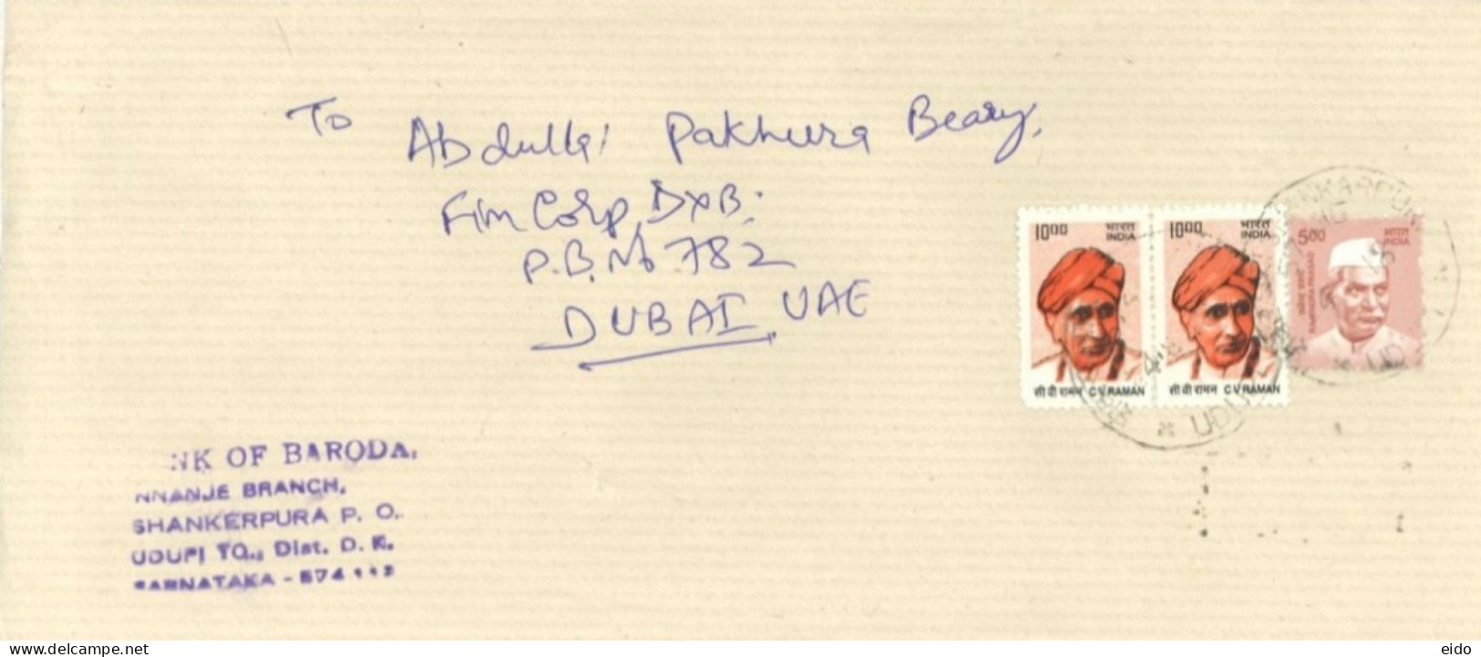 INDIA : 2018 - STAMP COVER TO  DUBAI. - Lettres & Documents
