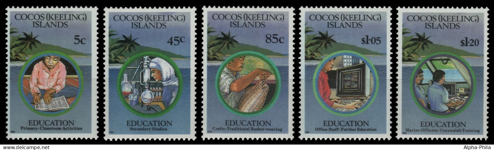 Kokos-Inseln 1993 - Mi-Nr. 294-298 ** - MNH - Erziehung / Education - Cocos (Keeling) Islands