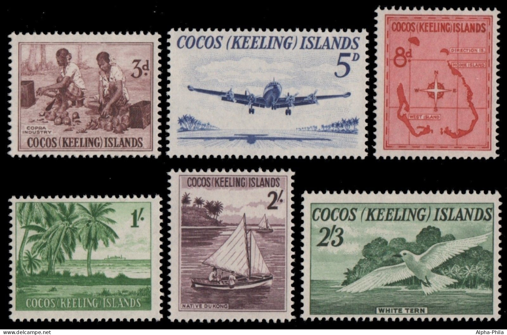 Kokos-Inseln 1963 - Mi-Nr. 1-6 ** - MNH - Freimarken / Definitives (I) - Cocos (Keeling) Islands