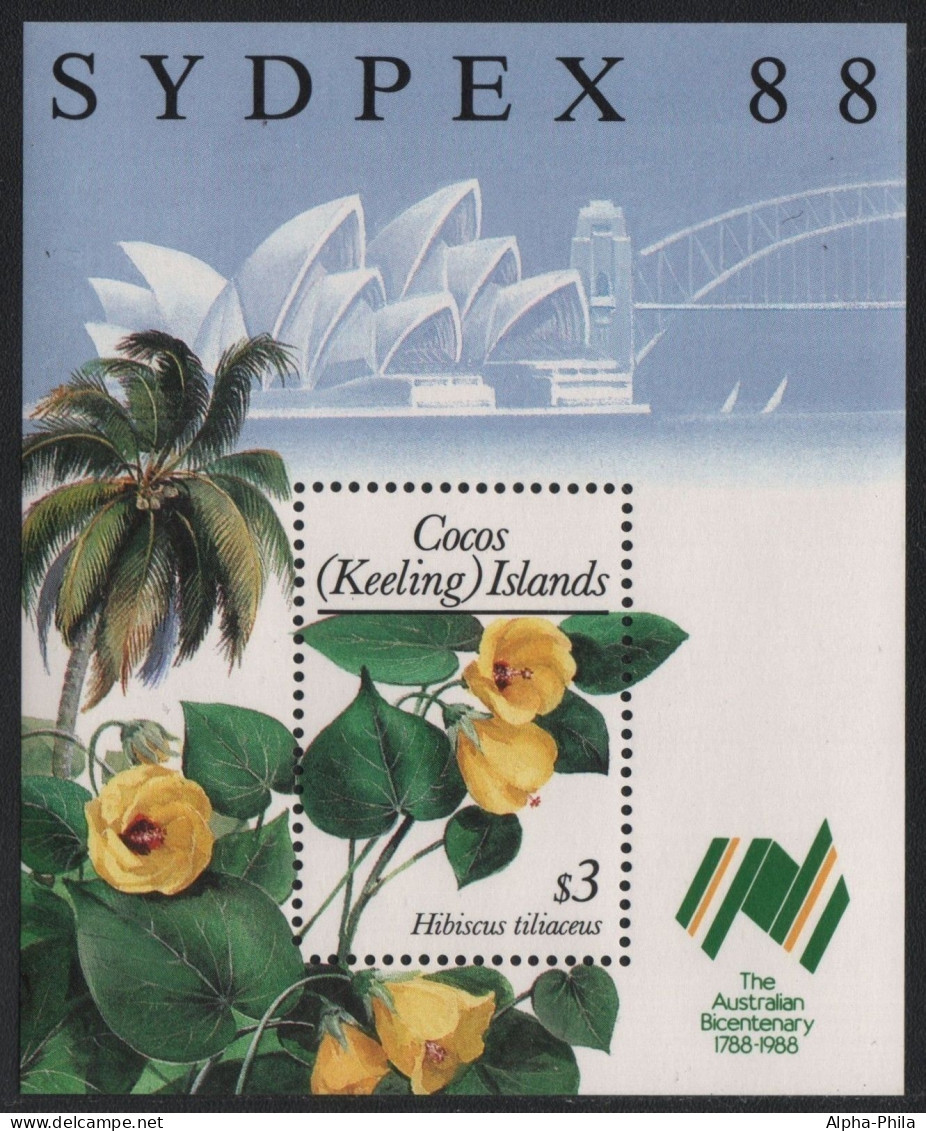 Kokos-Inseln 1988 - Mi-Nr. Block 7 ** - MNH - Blumen / Flowers - Cocos (Keeling) Islands