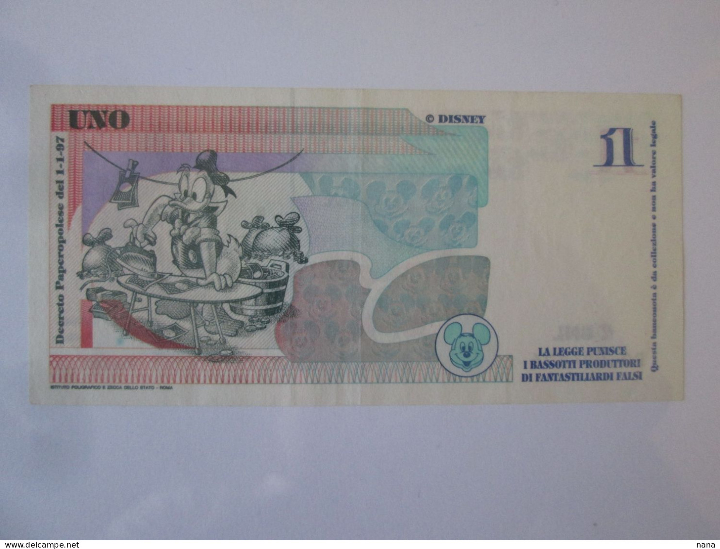 Rare! Italy 1 Billion Disney Paper Bank-Donald Duck 1997/1 Milliard Banque De Papier Disney-Canard Donald 1997 - [ 9] Colecciones
