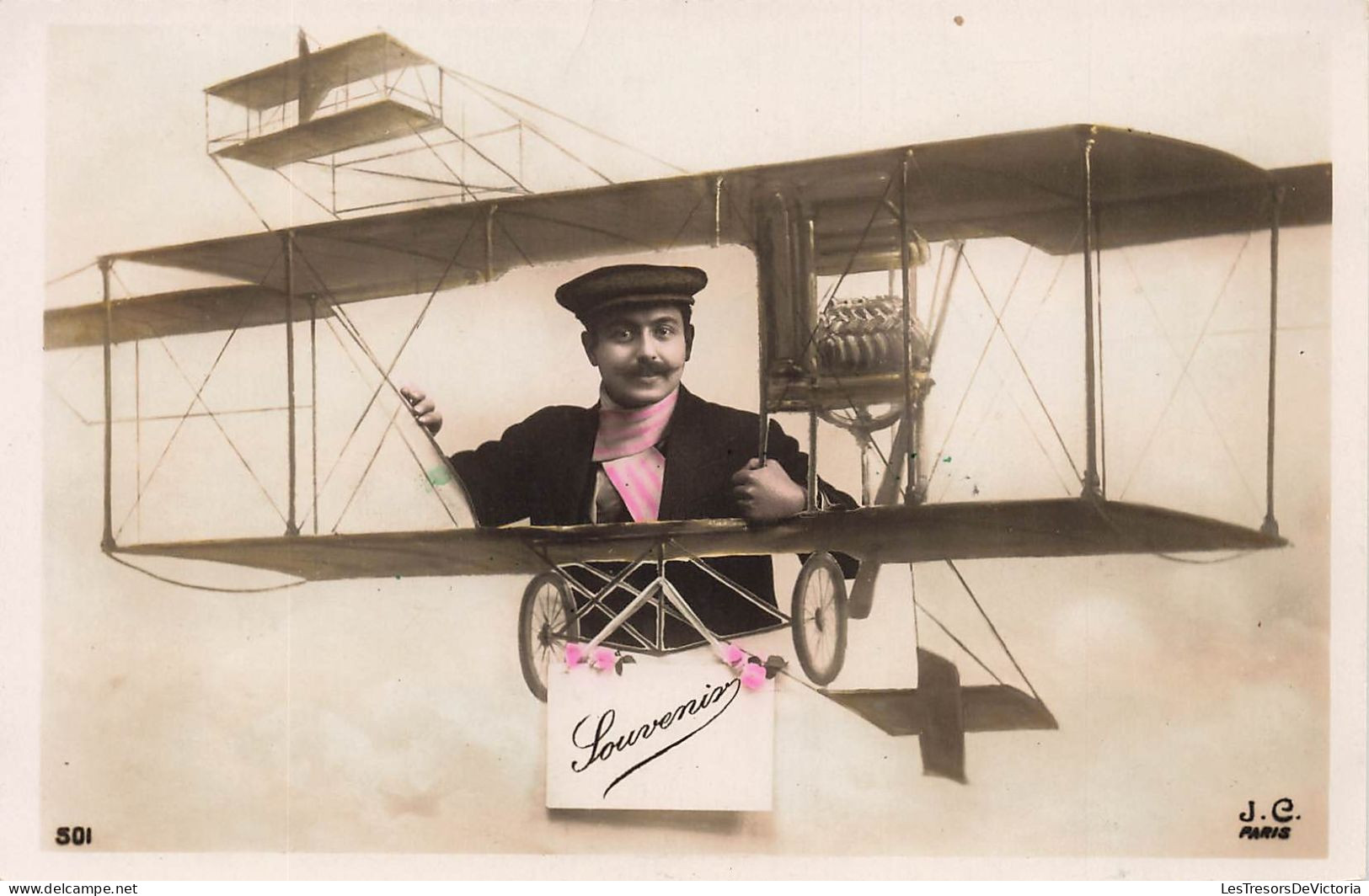 FANTAISIES - Homme - Souvenir - Aviation - Carte Postale Ancienne - Mannen