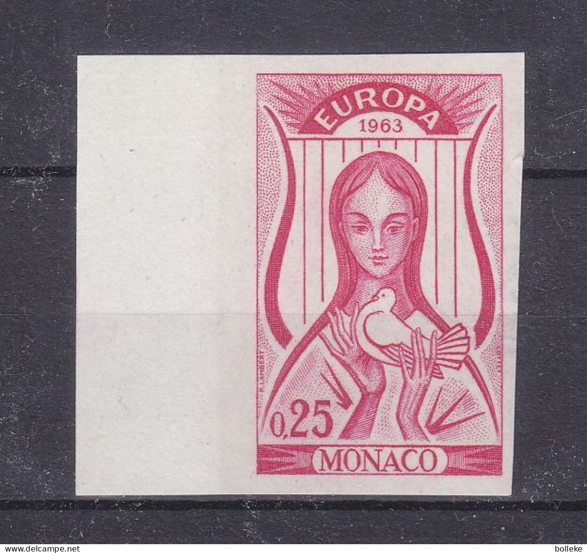 Monaco - Yvert 618 ** - Europa 63 - NON Dentelé - Essai De Couleur - Musique - Marque De La Poste Au Verso - - 1963