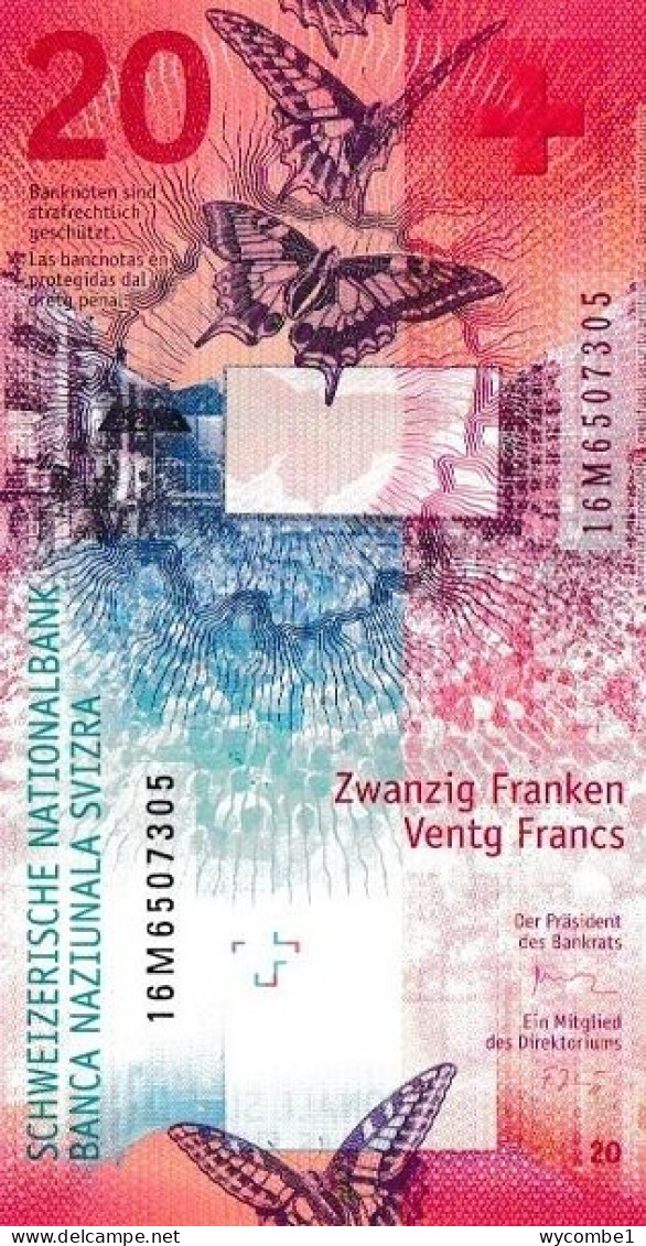 SWITZERLAND - 2016 20 Francs Studer And Zurbrugg UNC Banknote - Schweiz