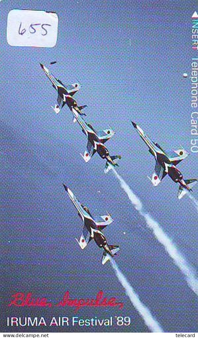 TELECARTE JAPON * MILITAIRY AVION  (655) BLUE IMPULSE * Flugzeuge * Airplane * Aeroplano * PHONECARD JAPAN * ARMEE - Armee