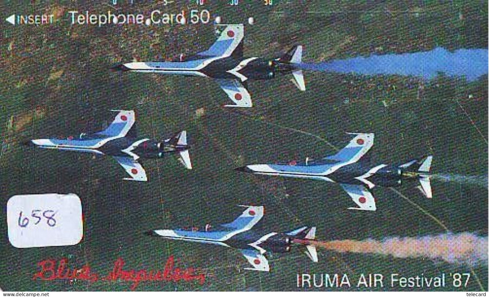 TELECARTE JAPON * MILITAIRY AVION  (658) BLUE IMPULSE * Flugzeuge * Airplane * Aeroplano * PHONECARD JAPAN * ARMEE - Army