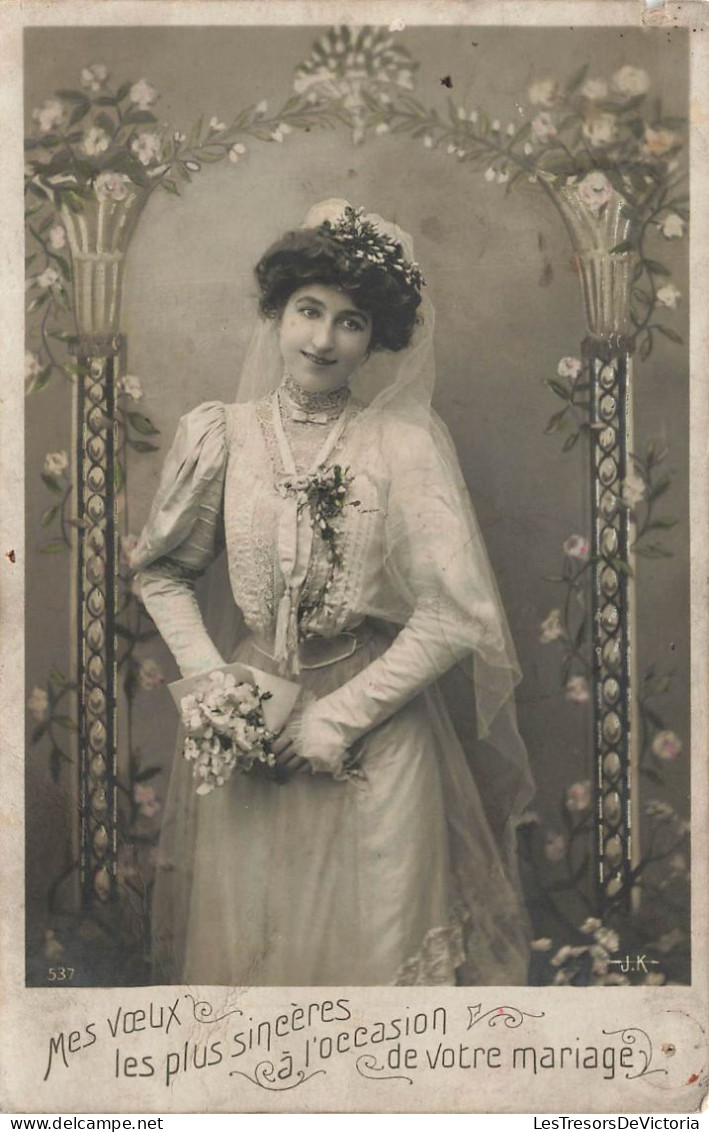 NOCES - Mes Voeux Les Plus Sincères à L'occasion De Votre Mariage - Jeune Mariée - Carte Postale Ancienne - Nozze