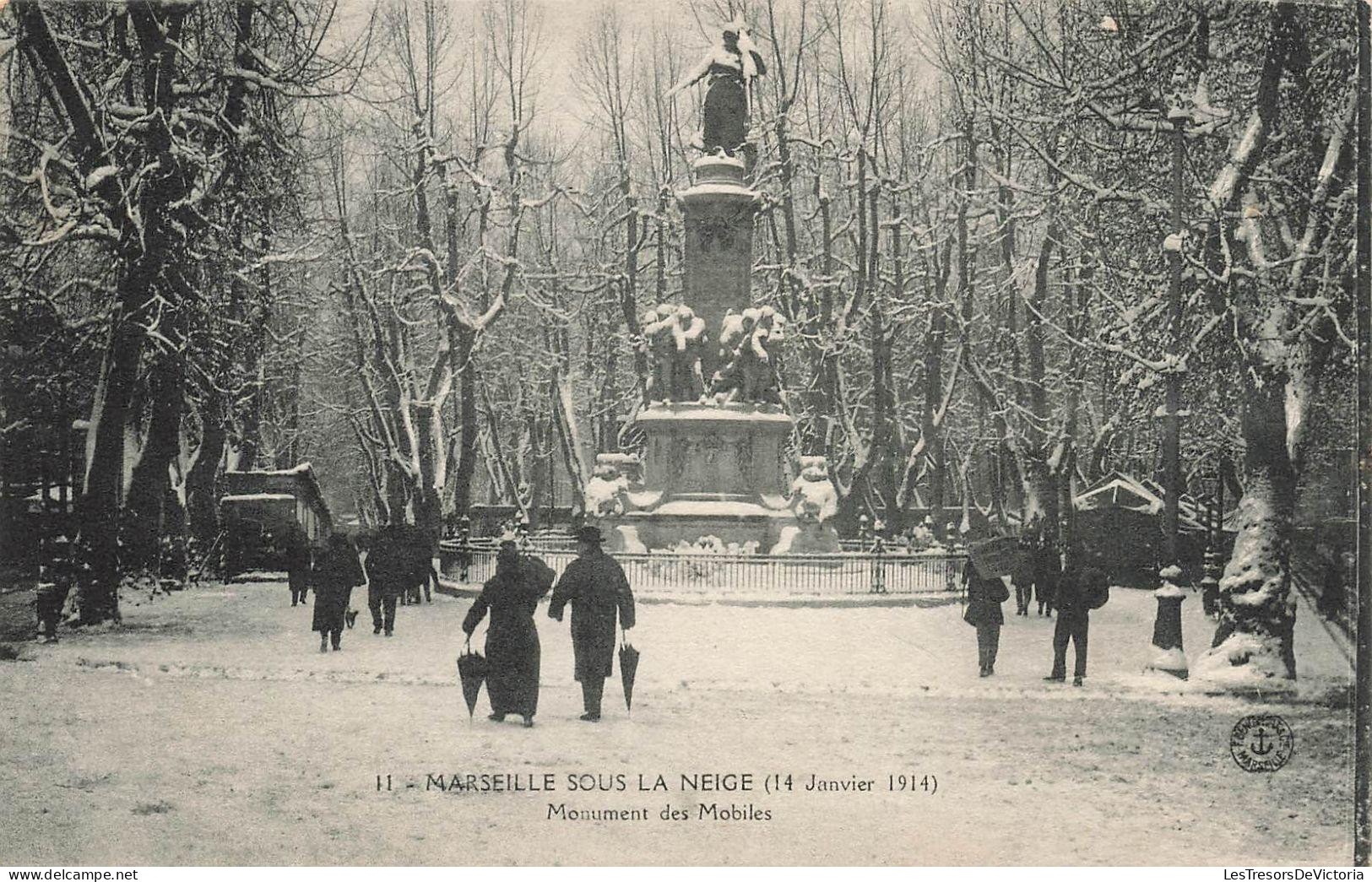 FRANCE - Marseille Sous La Neige - Monument Des Mobiles - Animé - Carte Postale Ancienne - Otros Monumentos