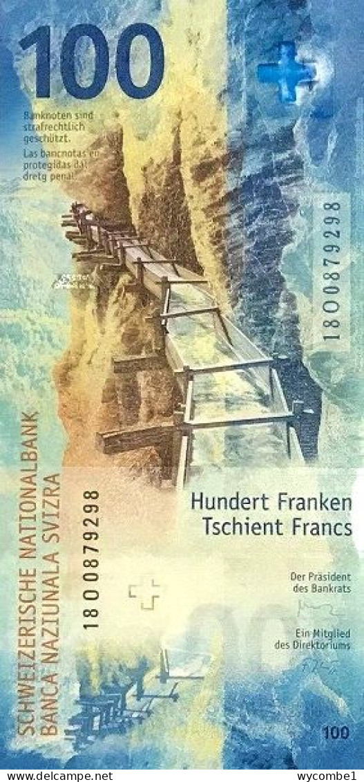 SWITZERLAND - 2018 100 Francs Studer And Zurbrugg UNC Banknote - Suisse