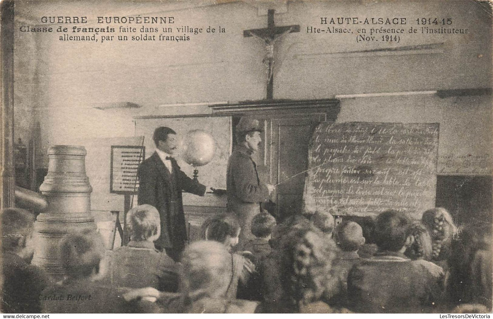 MILITARIA - Guerre Européenne - Classe De Français Faite Dans Un Village Allemand Par Un Soldat - Carte Postale Ancienne - Other Wars