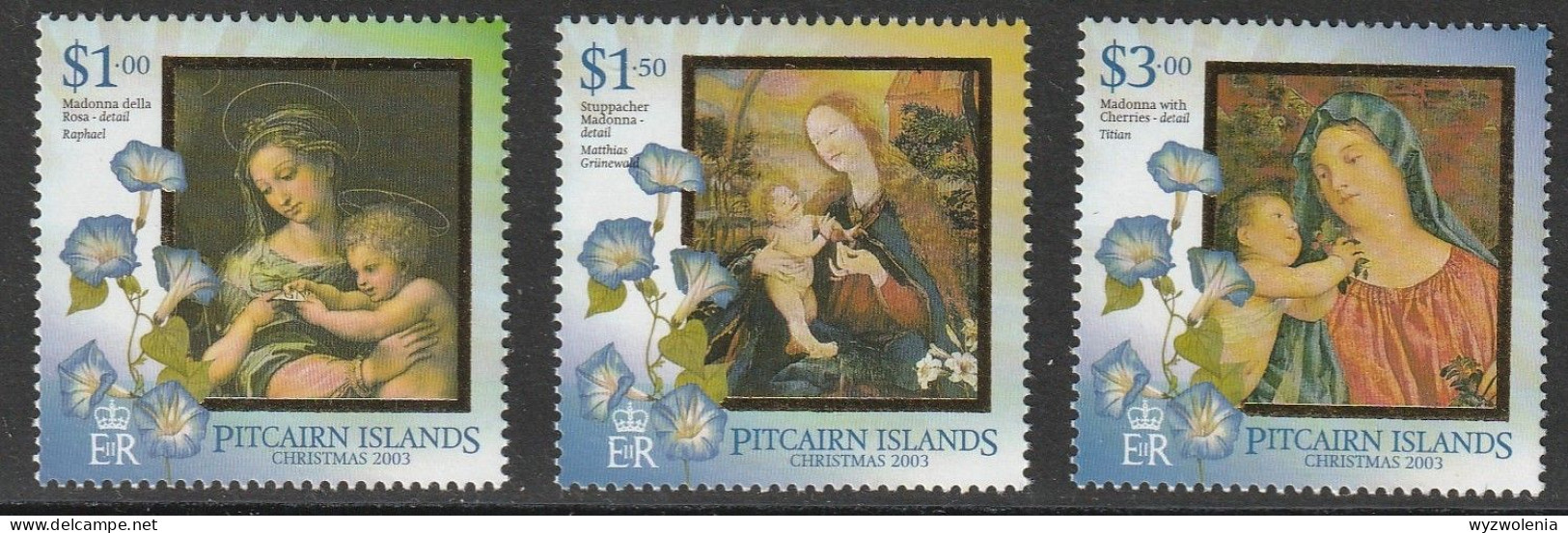 T 761) Pitcairn 2003 Mi# 648-650 **: Marien-Gemälde Von Raffael Grünewald Tizian - Madonna
