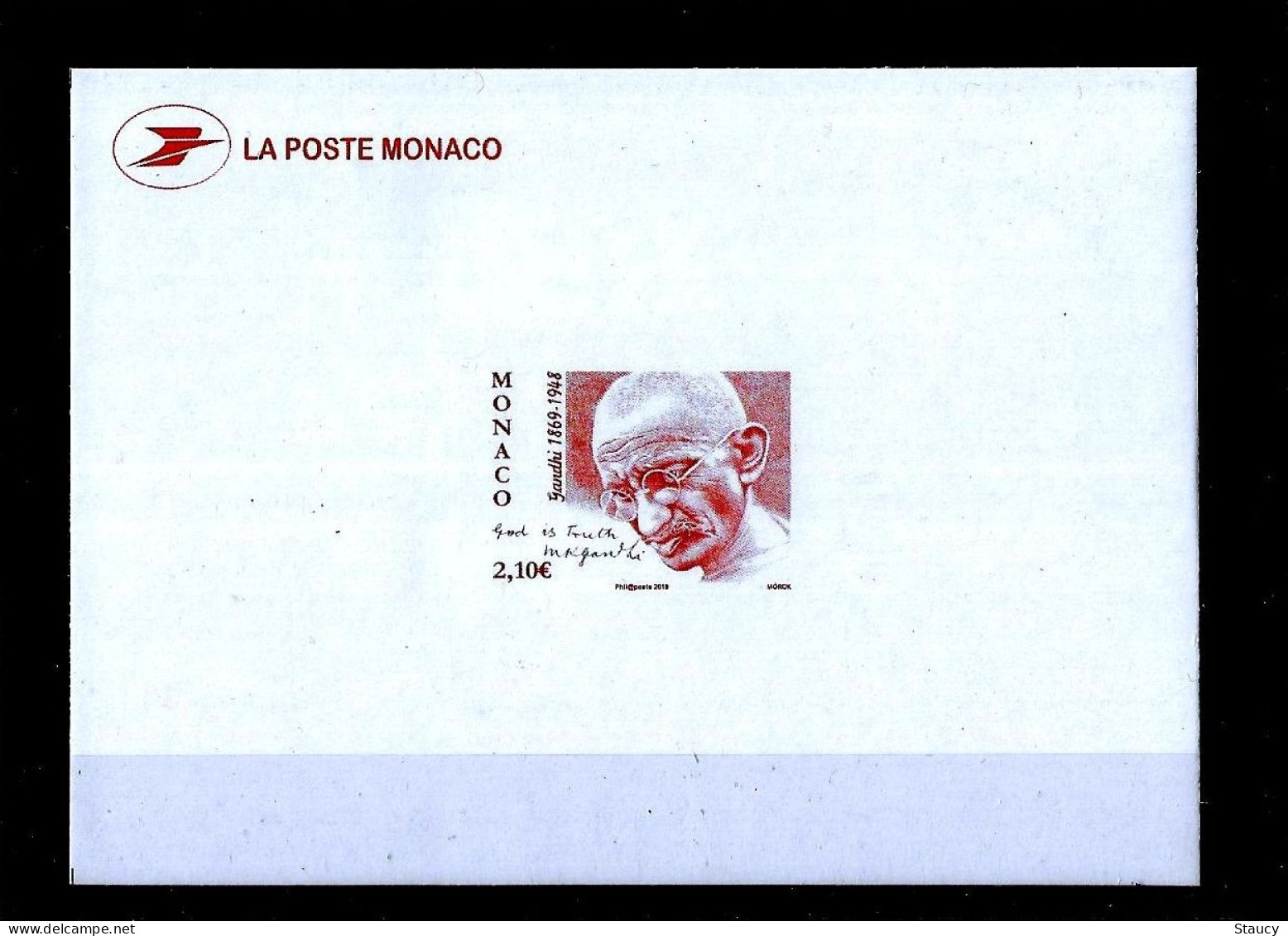 MONACO 2019 150th. BIRTH ANNIVERSARY Of MAHATMA GANDHI DELUXE PROOF / Die Proof As Per Scan Only One Available - Mahatma Gandhi