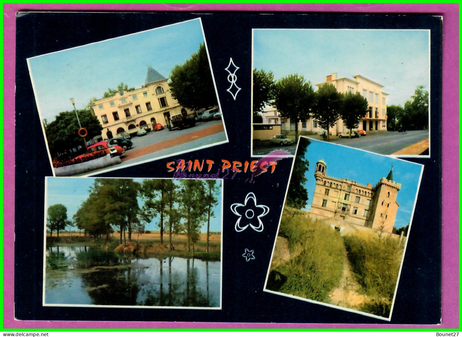 CPM ST SAINT PRIEST 69 - Multi Vue Hotel De Ville Maison Du Peuple Lac Clairon Chateau  Voyagé 1976 - Saint Priest