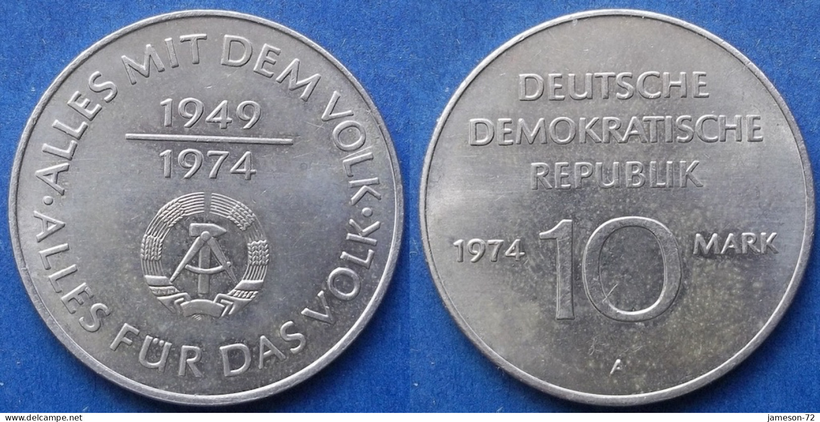 DDR · GDR - 10 Mark 1974 A "25th Anniversary GDR" KM# 50 German Democratic Republic (1948-1990) - Edelweiss Coins - 10 Mark