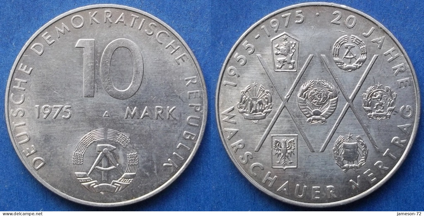 DDR · GDR - 10 Mark 1975 A "20th Anniversary Warsaw Pact" KM# 58 German Democratic Republic (1948-90) - Edelweiss Coins - 10 Mark