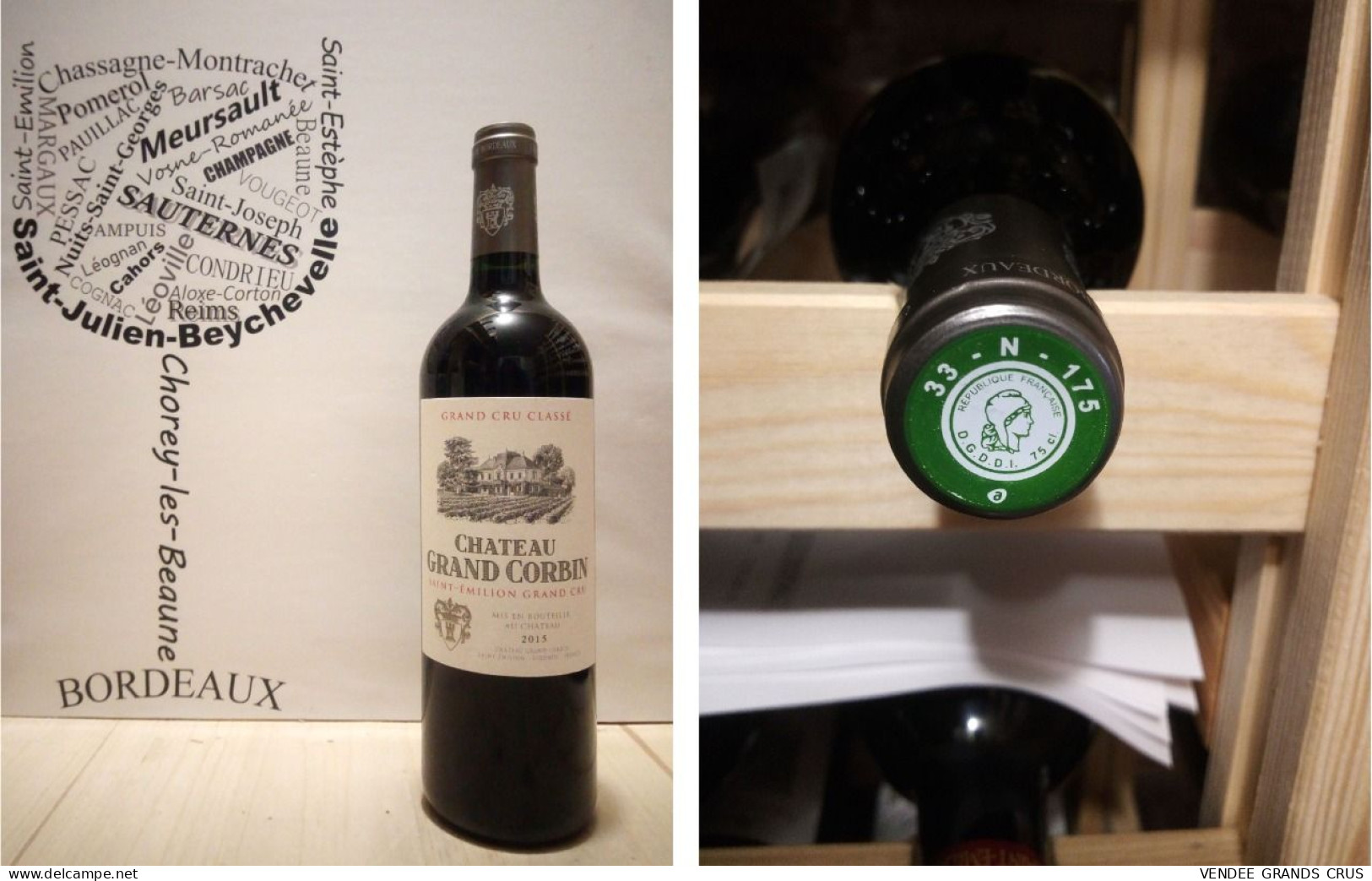8 + 1 OFFERTE - Château Grand Corbin 2015 - X9 - Saint-Emilion Grand Cru - Grand Cru Classé - 9 X 75 Cl - Rouge - Wein