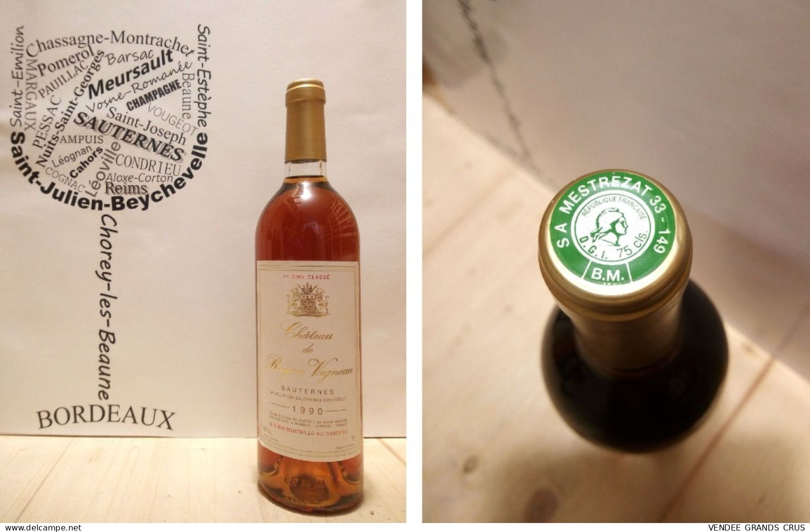 5 + 1 OFFERTE - Château De Rayne Vigneau 1990 - X6 - Sauternes - 1er Grand Cru Classé - 6 X 75 Cl - Liquoreux - Wine