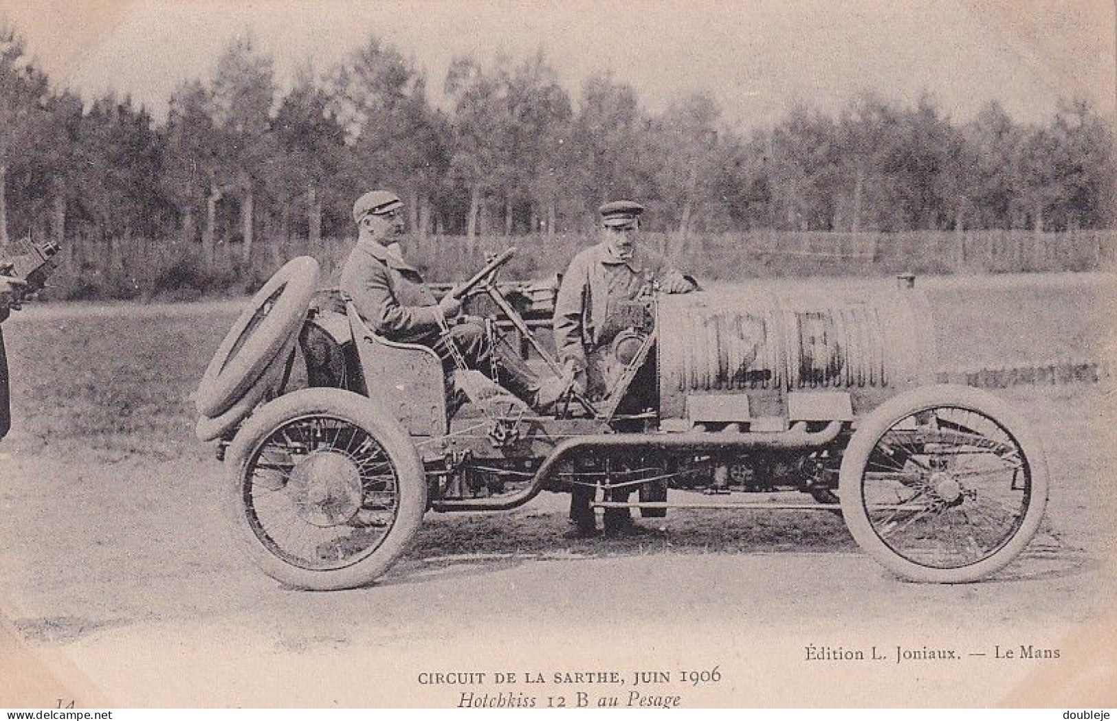 D72  Circuit De La Sarthe 1906   Hotchkiss 12 B Au Pesage  .............  éditeur Joniaux - Le Mans