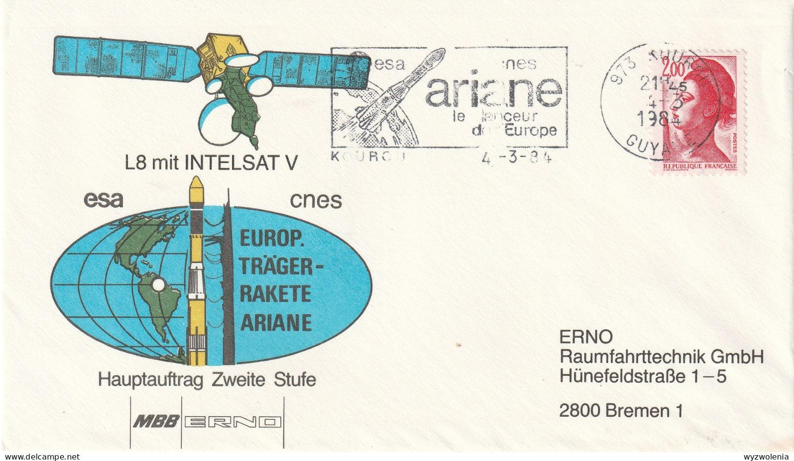 E 759) SoSt KOUROU Guyane 1984: Esa Cnes - Trägerrakete ARIANE L8 Mit INTELSAT V - Andere & Zonder Classificatie