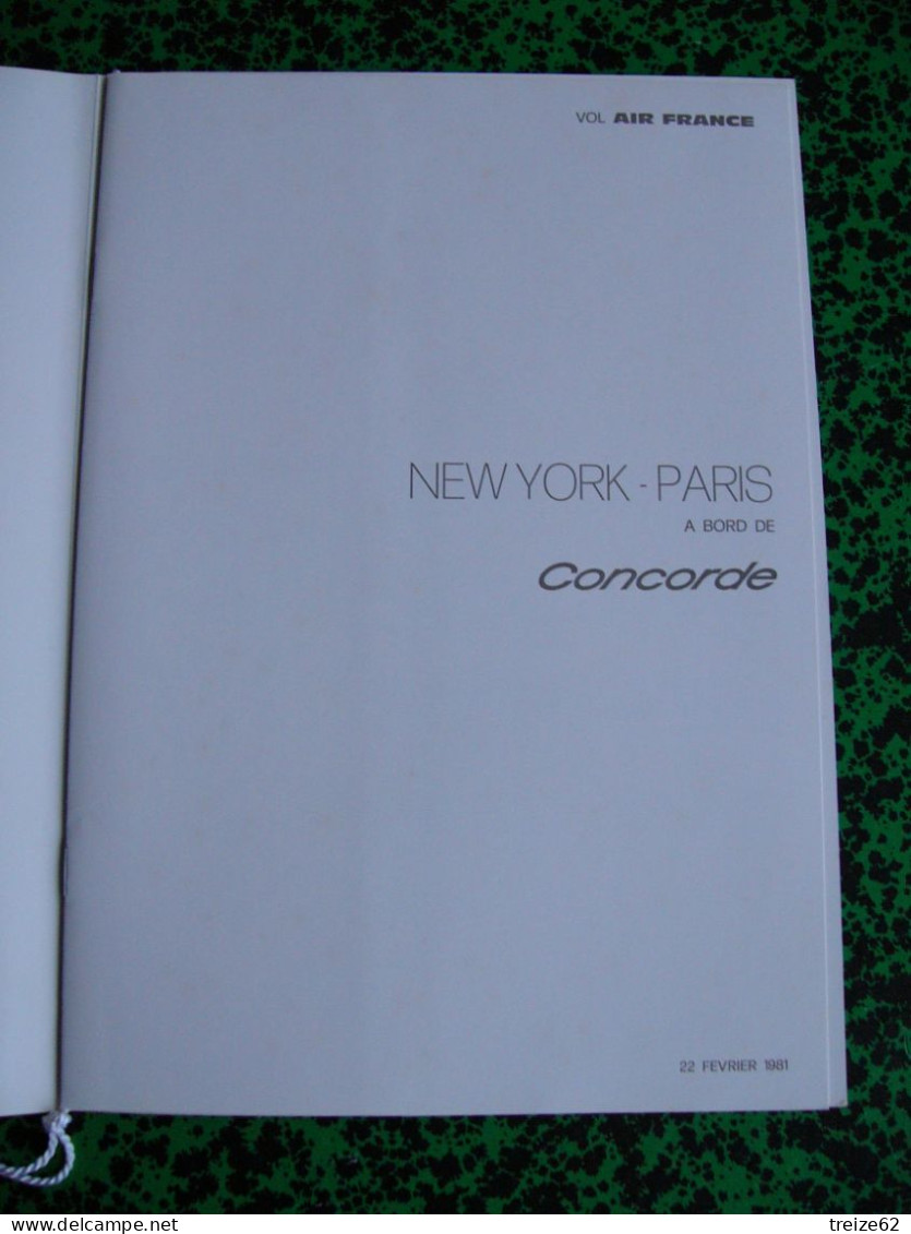 Menu Concorde Air France 1981 New York Paris Illustration Robert Falcucci  Avec Carte Des Vins - Menus