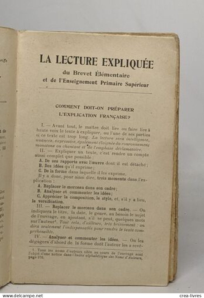 La Lecture Expliquée Du Brevet élémentaire Et Des écoles Primaires Supérieures - Non Classés