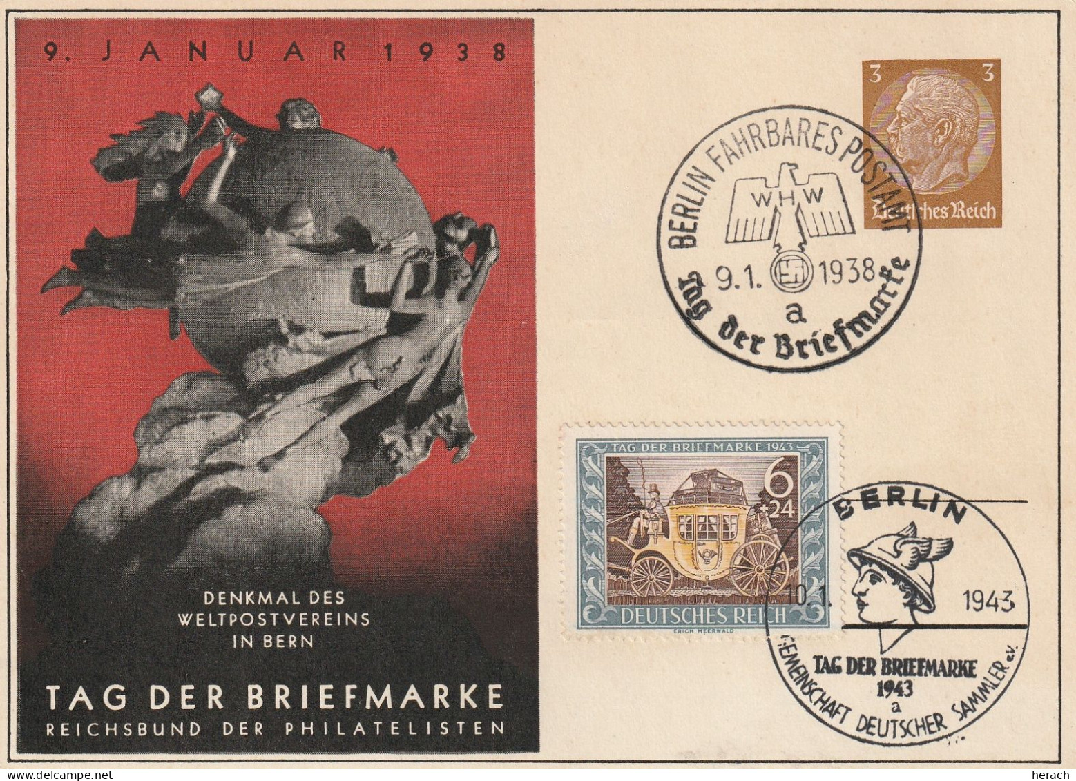 Allemagne Entier Postal Illustré Berlin 1938 - Privat-Ganzsachen