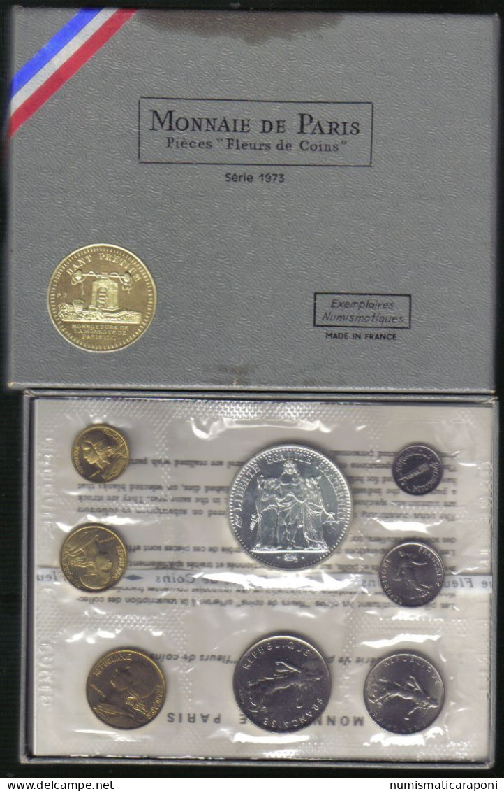 Francia France Coffret Serie Fleurs De Coins Monnaie De Paris  Fdc 1973 Avec La 10 Francs Hercule - BU, BE & Muntencassettes