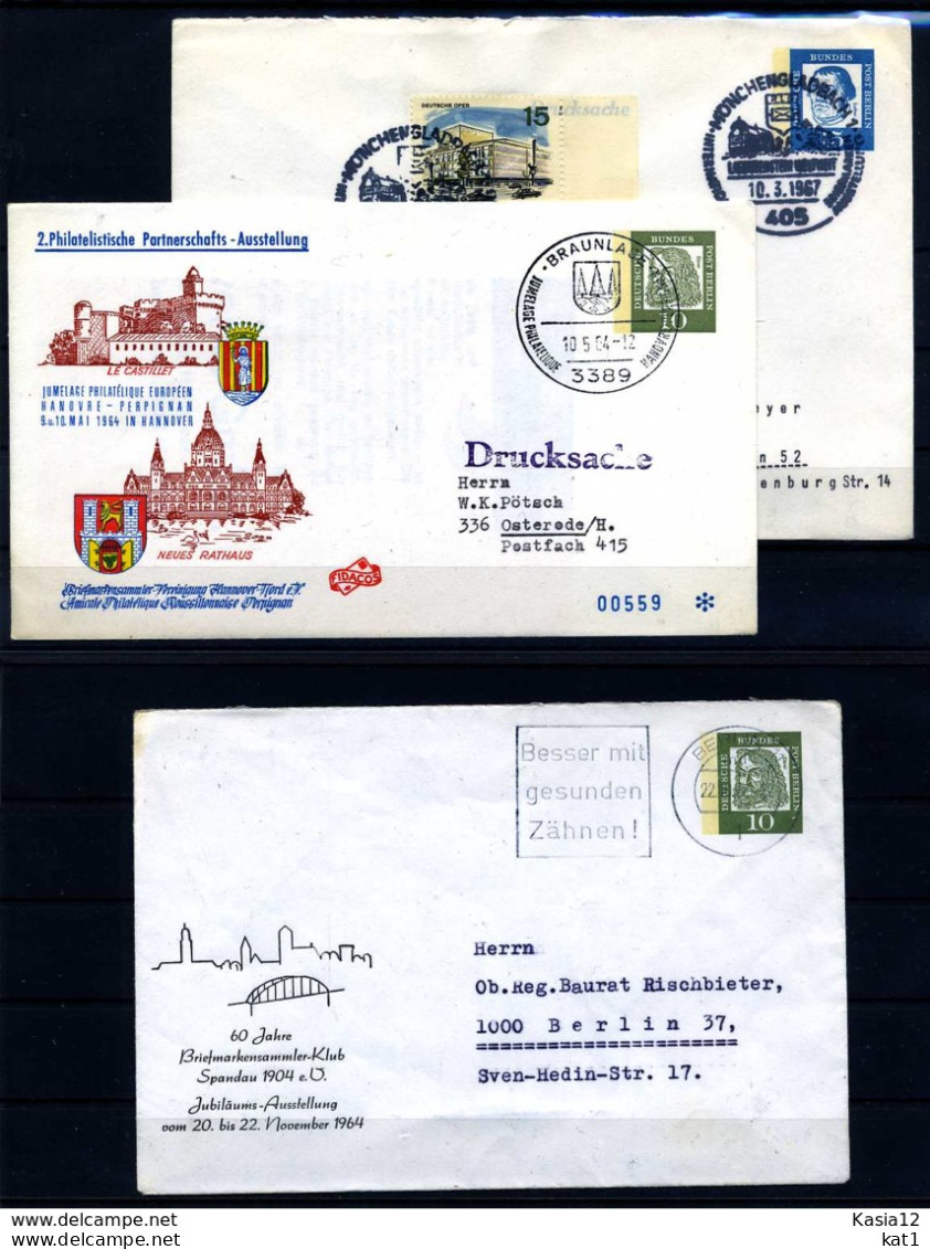 Z28667)Berlin Bedeutende Deutsche 3 Interessante Privat-GA, Gebraucht - Privé Briefomslagen - Gebruikt