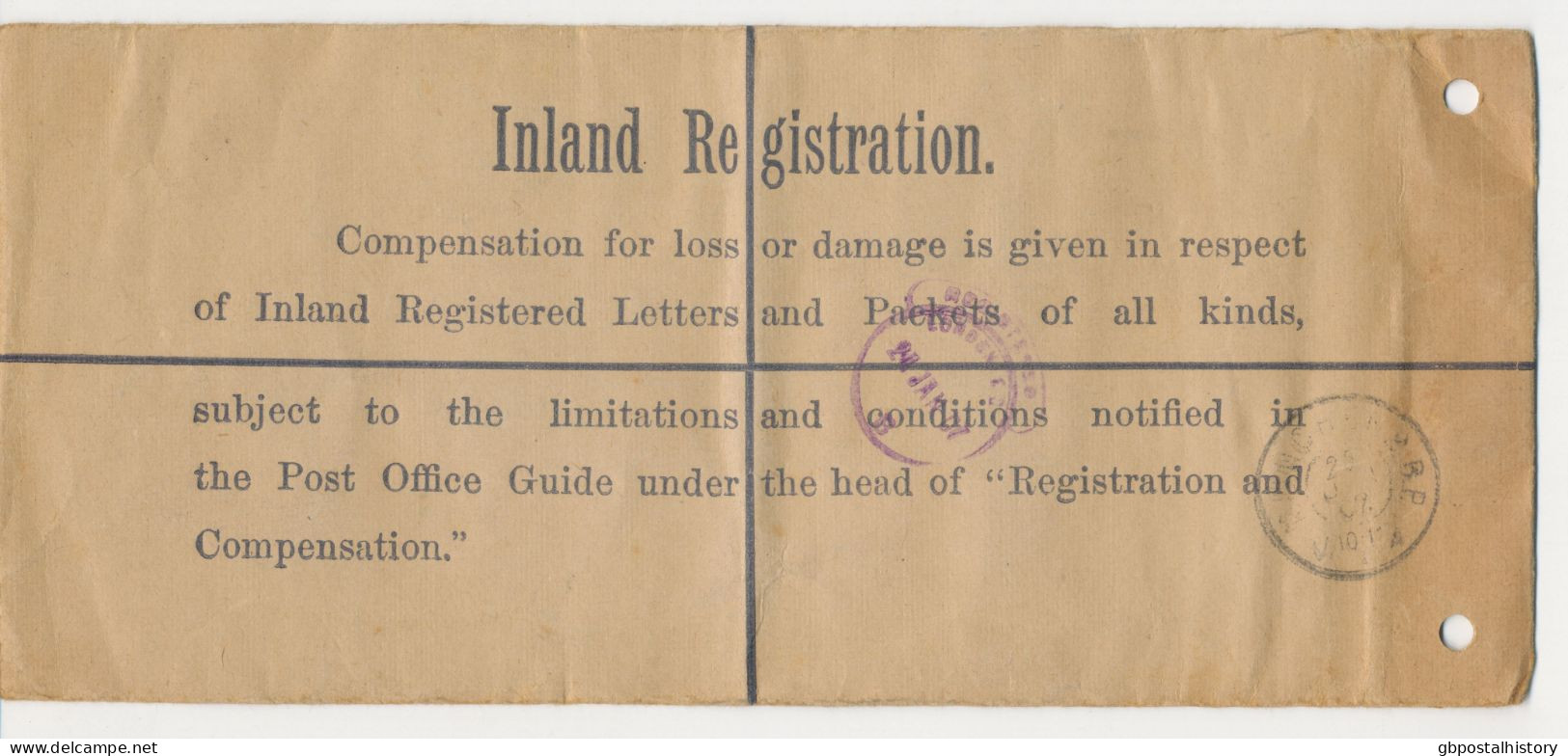 GB 1903, EVII 2d+1d Brown Large Postal Stationery Registered Envelope (Huggins & Baker RP24 Size H2, Folded Vertically – - Storia Postale