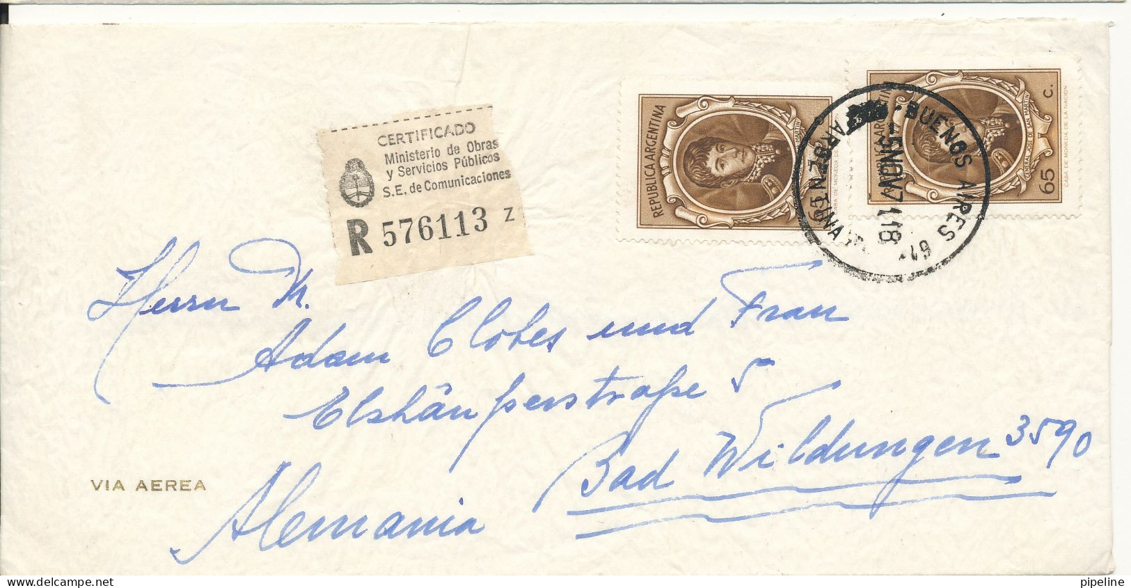 Argentina Registered Air Mail Cover Sent To Germany 5-11-1971 - Cartas & Documentos