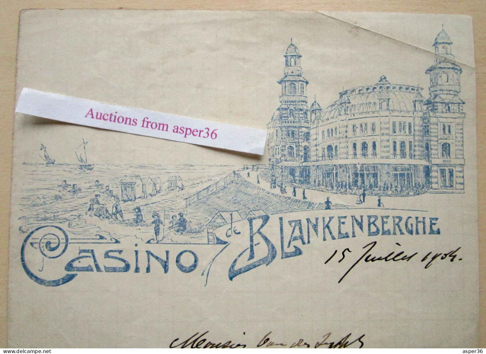 Zeldzaam / Rare  Lettre / Brief "Casino De Blankenberghe" Blankenberge 1904 (1ste Casino) - 1900 – 1949