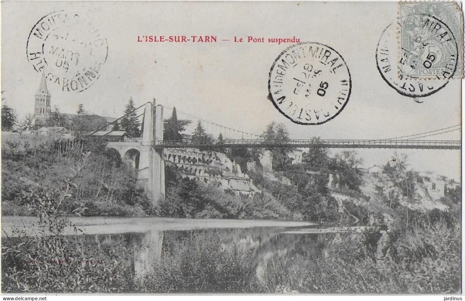 L'ISLE  SUR TARN ; Le Pont Suspendu Et Les Jardins- 1905 - Lisle Sur Tarn