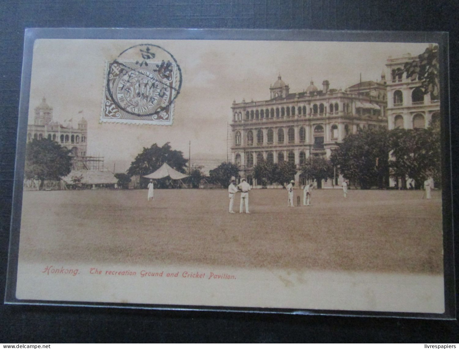 Hongkong Recreation Ground Cricket Pavillon     Cpa Timbrée China Post Imperial - Chine (Hong Kong)