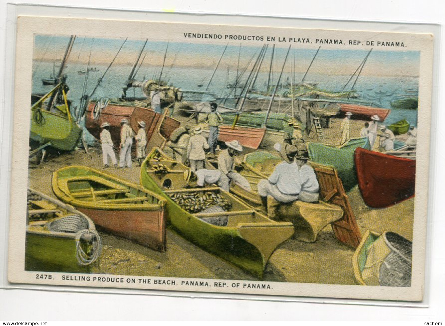 PANAMA Vendiedo Productos En La Playa  Pecheurs Et Vendeur Sur La Plage Barques  1920   D03 2014 - Panama